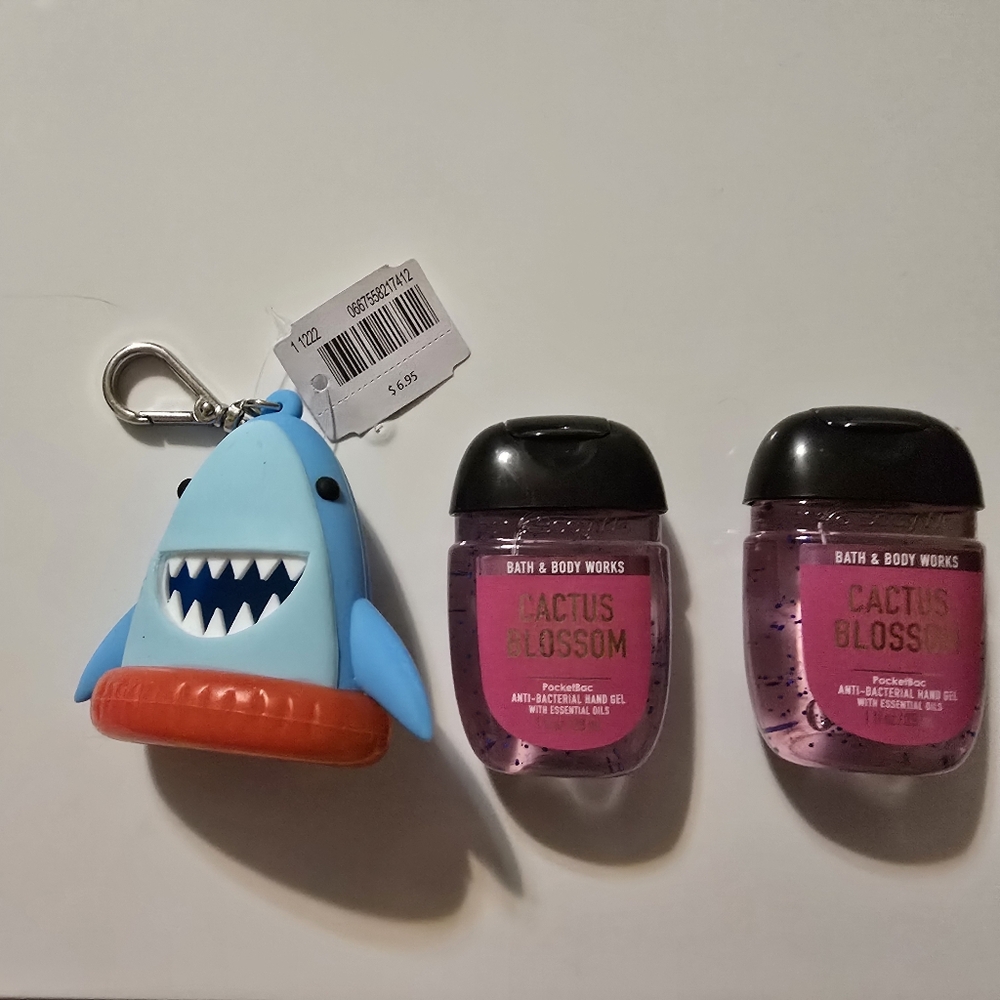Shark Keychain Holder with Pink Hand Sanitizers